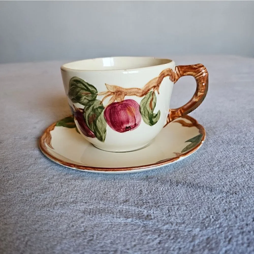 Vintage Franciscan Apple Print Teacup And Saucer Set
